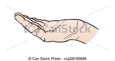 450x241 Open Hand. Open Human Hand On White Background, Cartoon, Isolated. - Open Hand Sketch