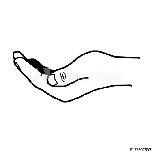500x500 Illustration Vector Doodle Hand Drawn Of Open Hand Giving Or Rec - Open Hand Sketch