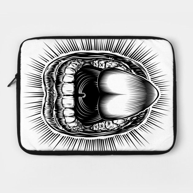 630x630 Mouth Open Tongue Scream Vintage Ink Hand Drawing Monochrome - Open Mouth Sketch