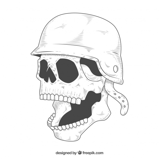 626x626 Skull Sketch With Open Mouth And Helmet Vector Free Download - Open Mouth Sketch