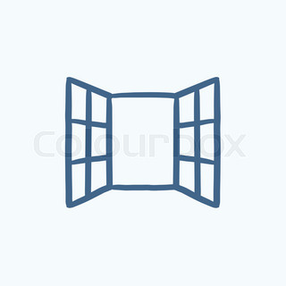 320x320 Open Windows Sketch. Vector Rendering Of 3d. Wire Frame Style. The - Open Window Sketch