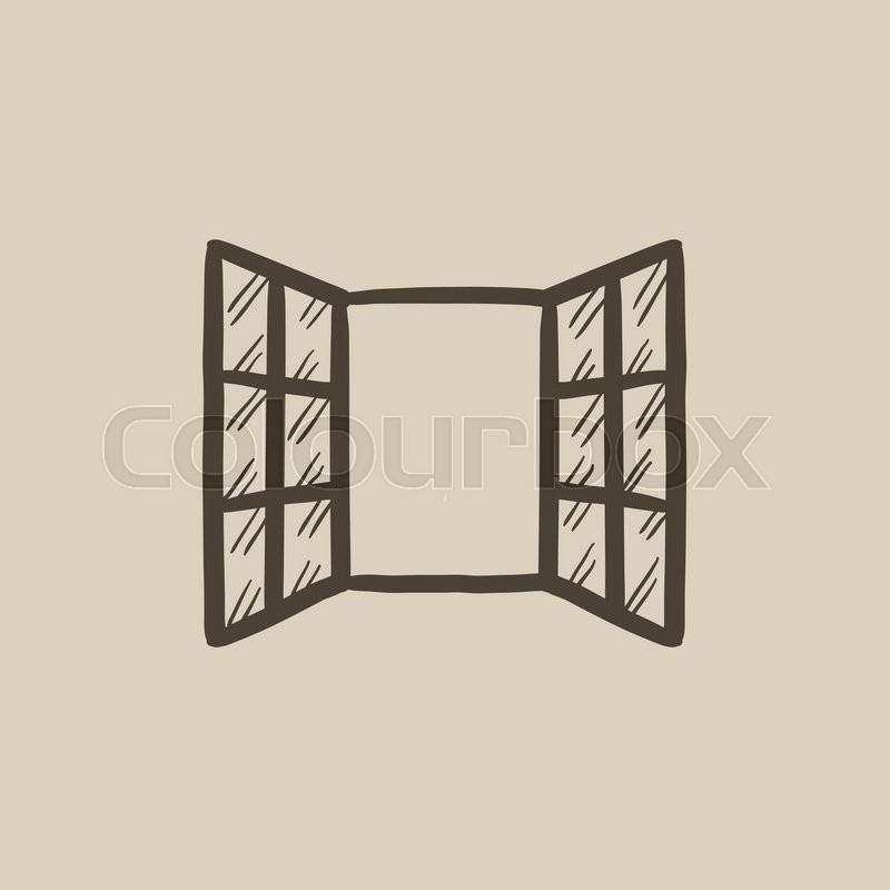 800x800 Open Windows Vector Sketch Icon Isolated On Background. Hand Drawn - Open Window Sketch