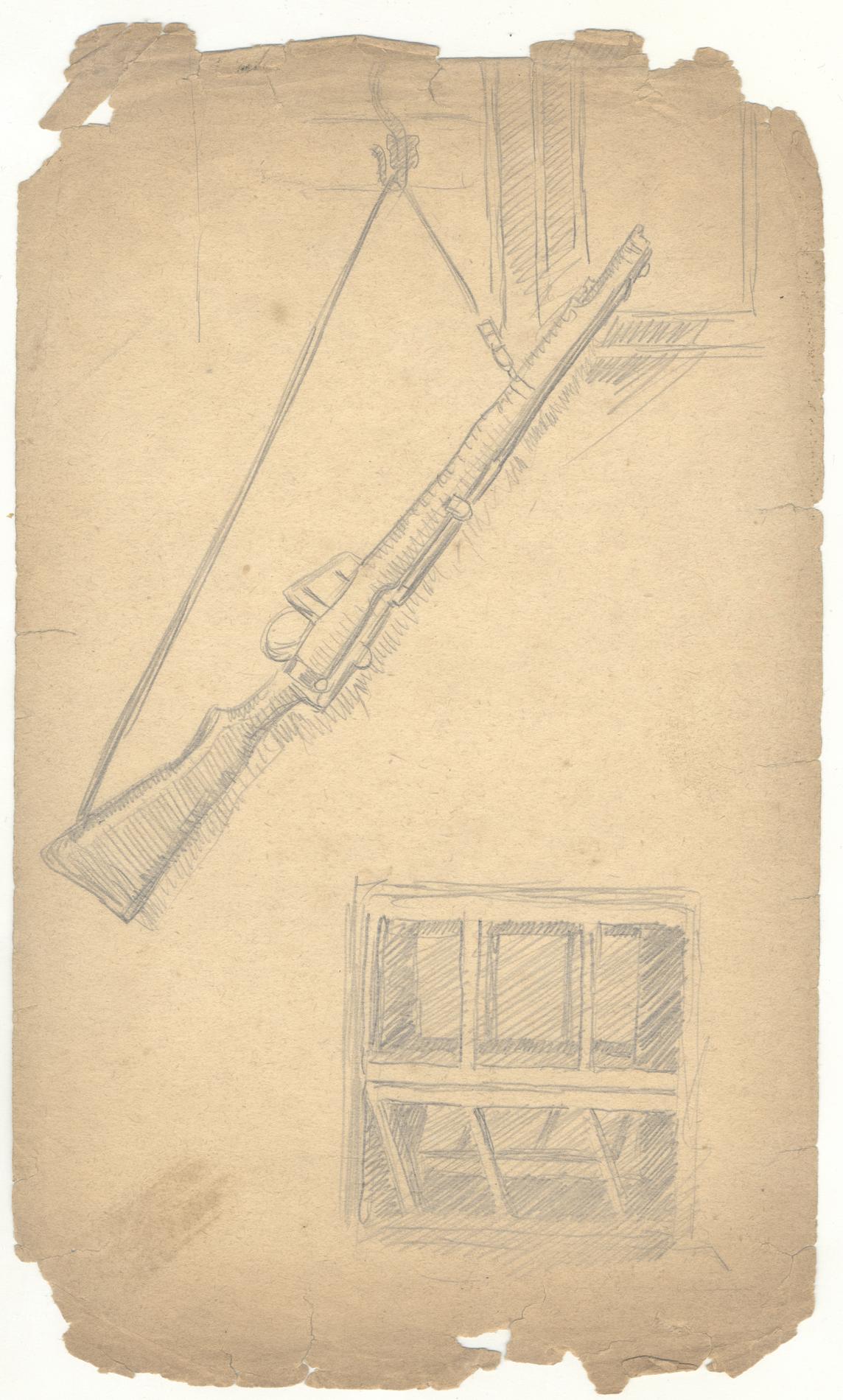 1144x1900 Sketch Of Open Window Sketch Of Rifle Hanging From Coat Hook - Open Window Sketch