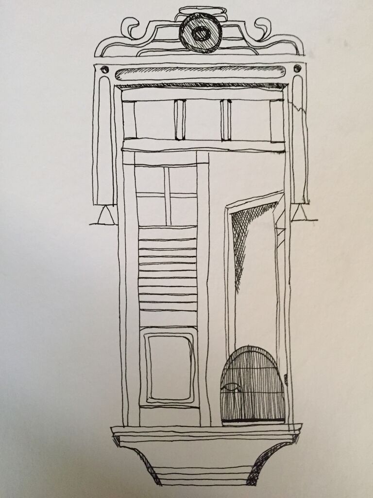 768x1024 An Open Window With A Little Bird Enjoying The Fresh Air. Simple - Open Window Sketch