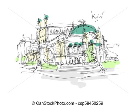 450x354 Digital Minimalistic Sketch Drawing Of Opera And Ballet Theater In - Opera Sketch