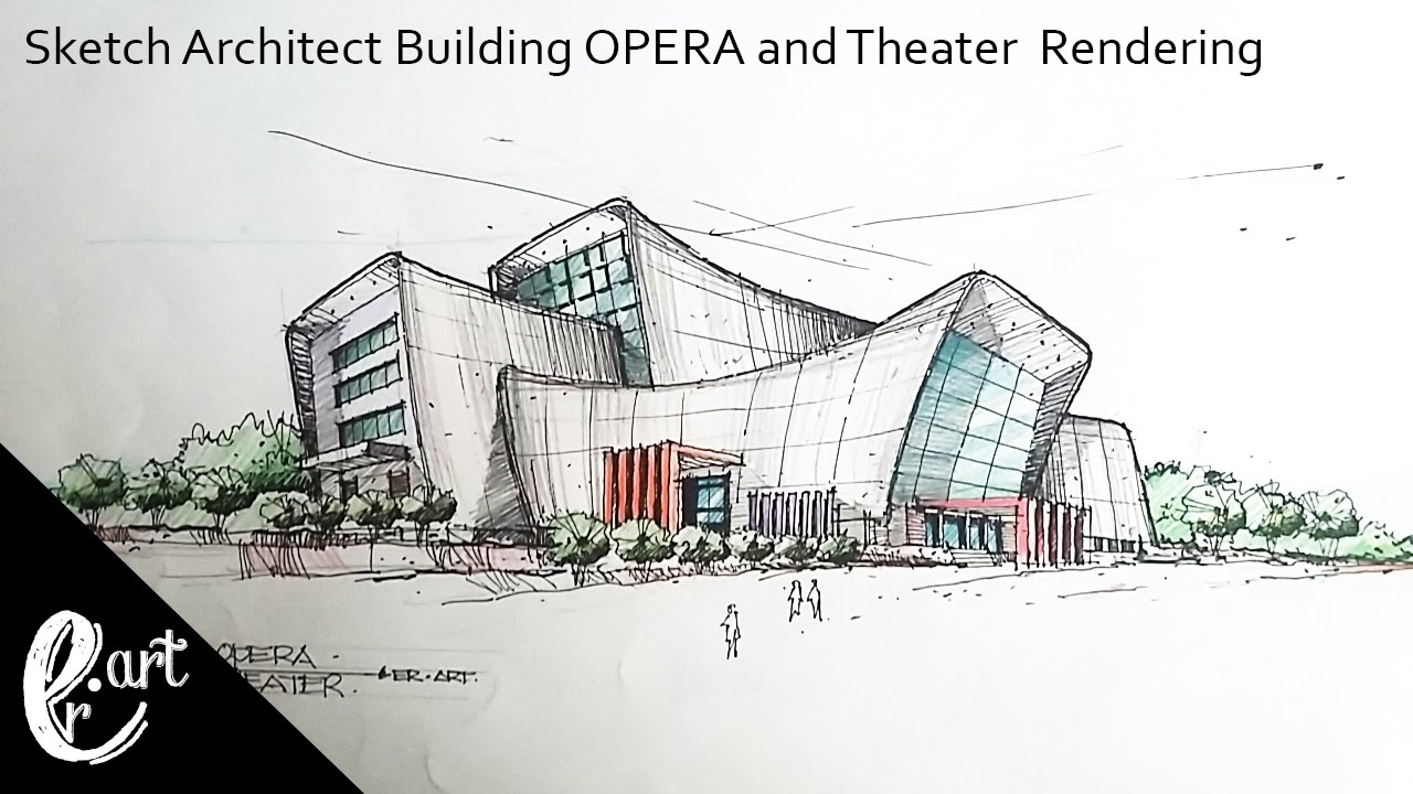 1280x720 Sketch Architect Building Opera And Theater Rendering Manual In - Opera Sketch