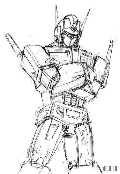 497x720 Optimus Prime Sketch By Cwmodels - Optimus Prime Sketch