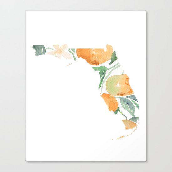 550x550 Florida State Watercolor Art State Flower Orange Blossom Canvas - Orange Blossom Sketch