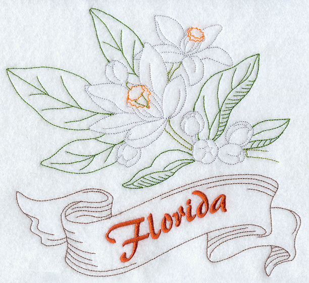 612x561 Machine Embroidery Designs - Orange Blossom Sketch