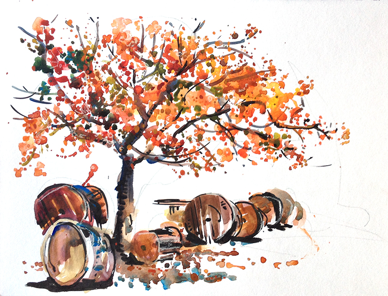 800x611 Sketching Goa Part 6 Sketch Away Travels With My Sketchbook - Orange Tree Sketch