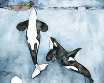 340x270 Orca Painting Watercolor Painting Whale Painting Orca And Etsy - Orca Whale Sketch