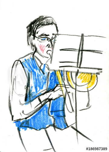 361x500 Sketch Of The Copper Brass Orchestra Band Musical Instrument - Orchestra Sketch