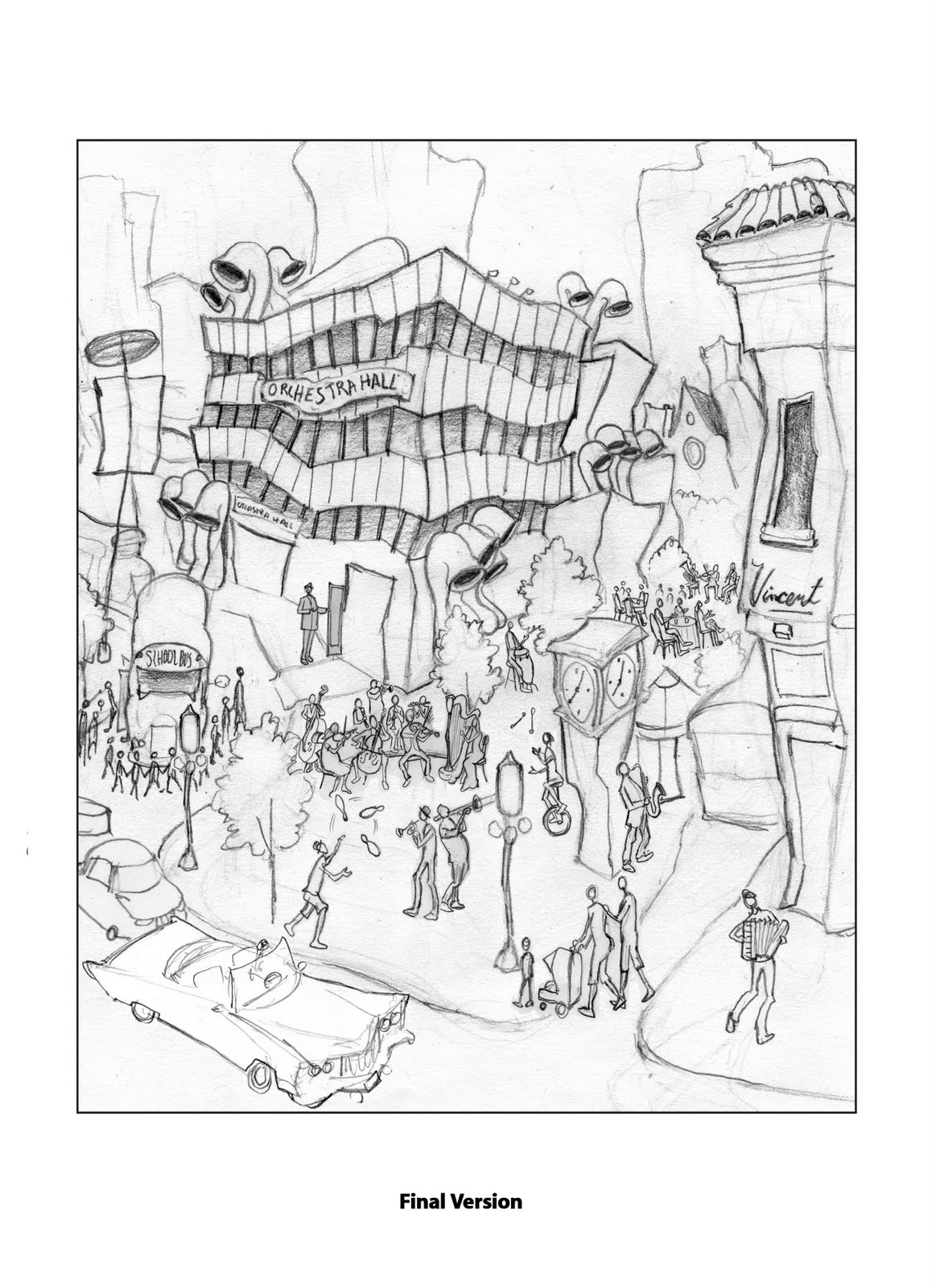 1163x1600 The Art Of Michael Birawer Orchestra Sketch - Orchestra Sketch