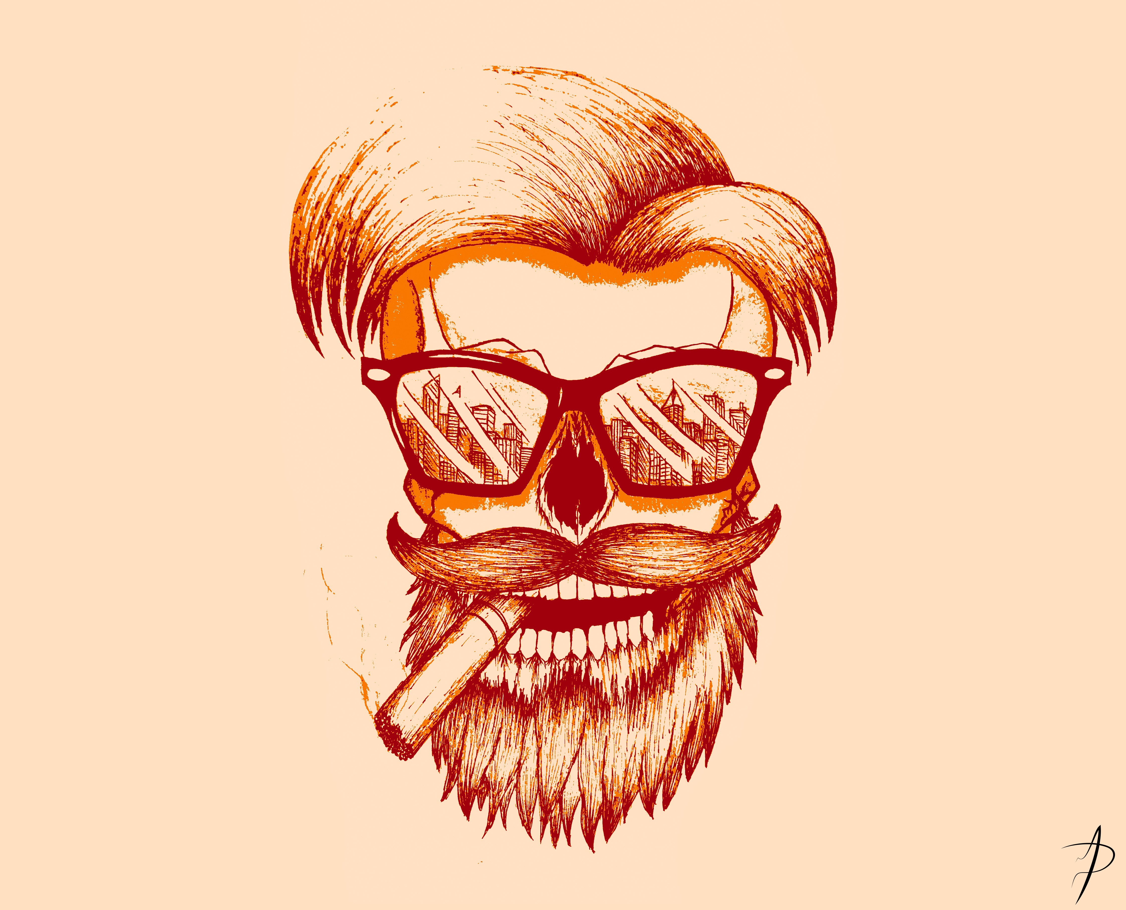 4495x3632 Wallpaper Face, Drawing, Illustration, Glasses, Cartoon, Skull - Organ Sketch
