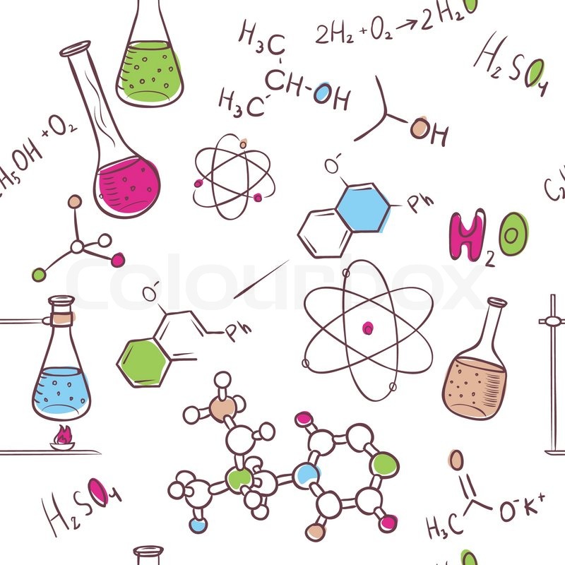 800x800 Vector Illustration Of Hand Draw Chemistry Pattern Stock Vector - Organic Chemistry Sketch
