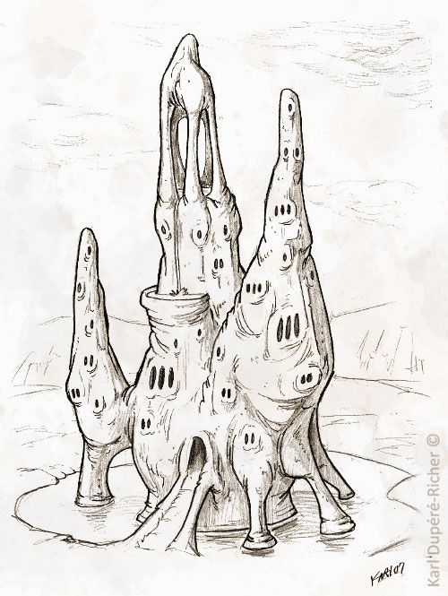 500x665 Organic Architecture Sketch By Karl Richer Fantasy - Organic Sketches