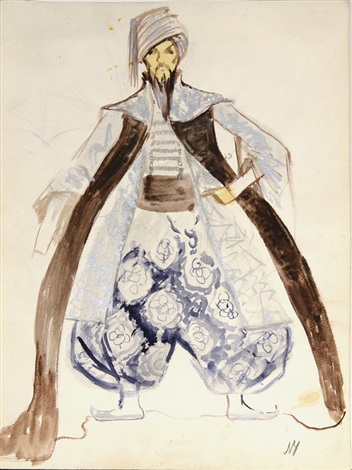 352x470 Sketch Of Oriental Costume By Leonid Terentevich Chupyatov On Artnet - Oriental Sketch