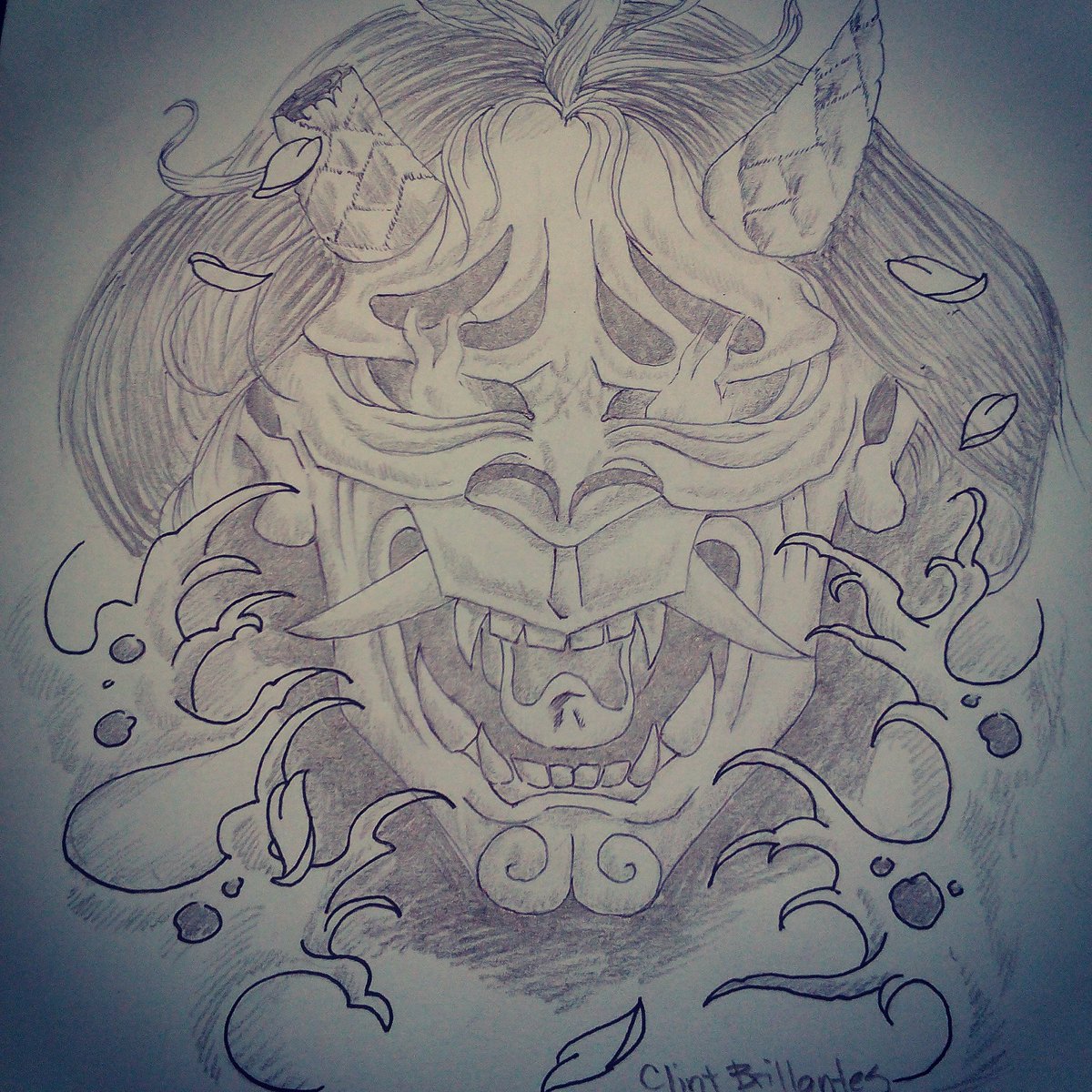 1200x1200 Clint Brillantes On Twitter Hannya Mask Project ) - Oriental Sketch