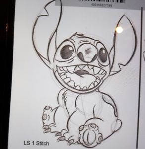 293x300 New Disney Parks Stitch Artist Sketch Picture! Original Art - Original Art Sketch