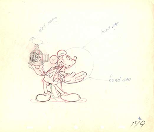 522x448 Mickey Mouse And Birdcage Original Production Drawing - Original Mickey Mouse Sketch