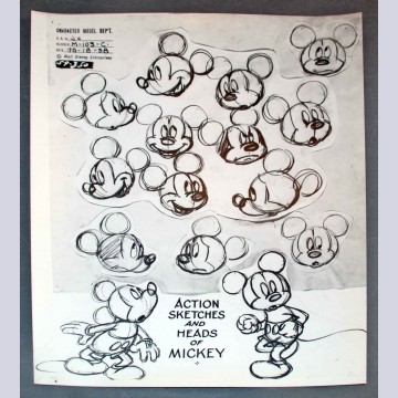 360x360 Original Walt Disney Model Sheet Mickey Mouse Action Sketches And - Original Mickey Mouse Sketch
