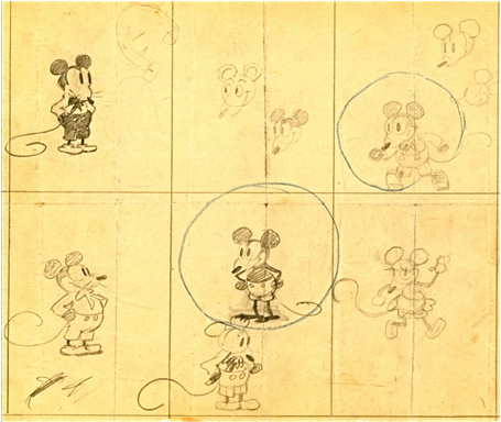 455x384 First Drawings Of Mickey Mouse The Enchanted Manor - Original Mickey Mouse Sketch