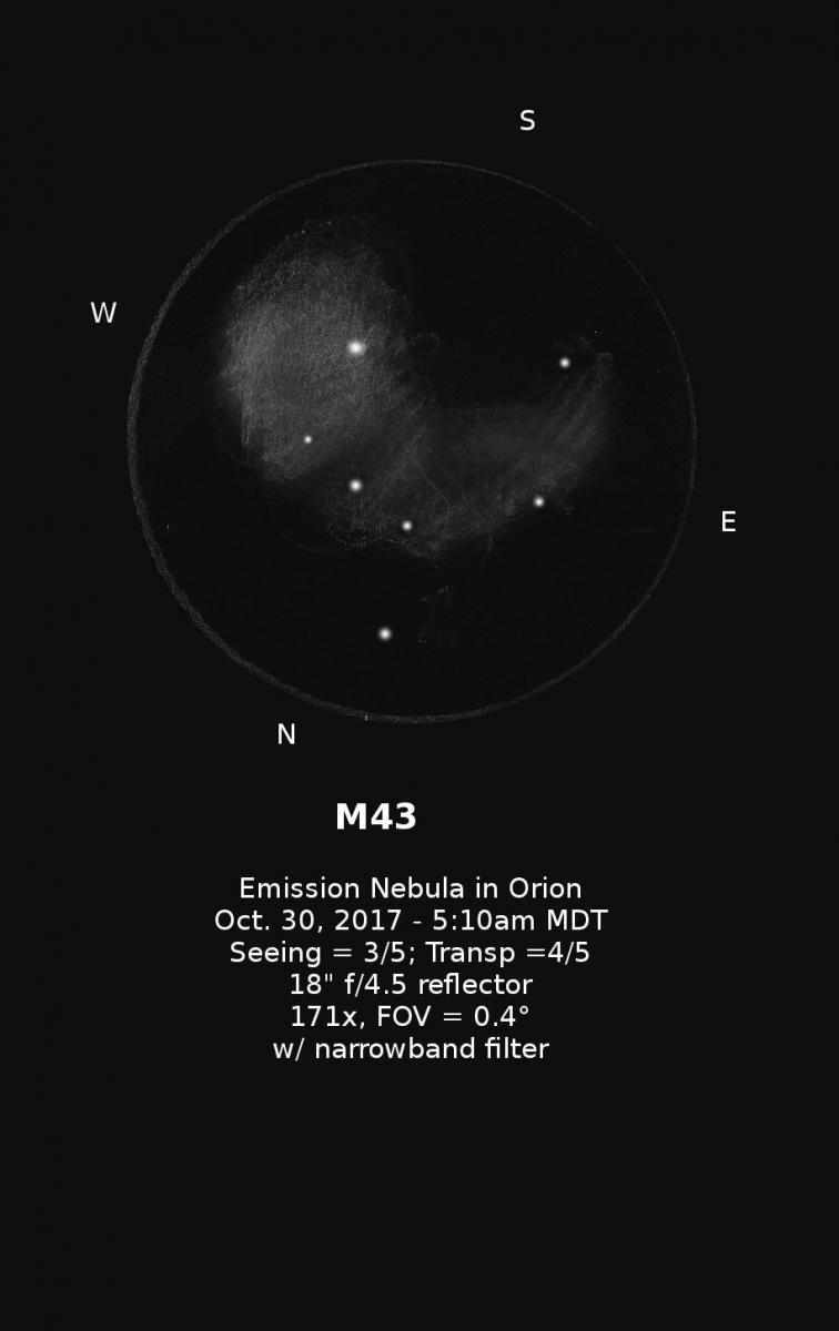 756x1200 M43 Nebula In Orion - Orion Sketch
