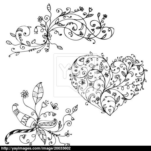 512x512 Floral Ornament Sketch, Silhouette For Your Design Vector - Ornament Sketch