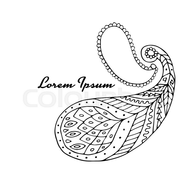 800x800 Paisley Ornament, Sketch For Your Design. Vector Illustration - Ornament Sketch