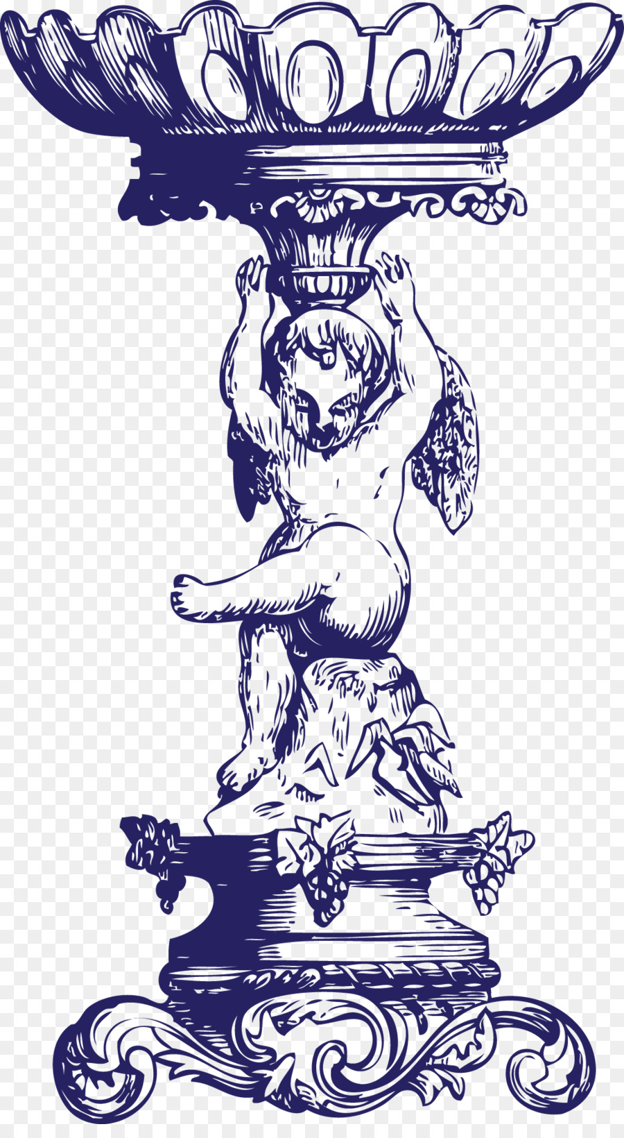 900x1640 Download Cherub Art Nouveau Ornament Sketch Decorative Angel - Ornament Sketch