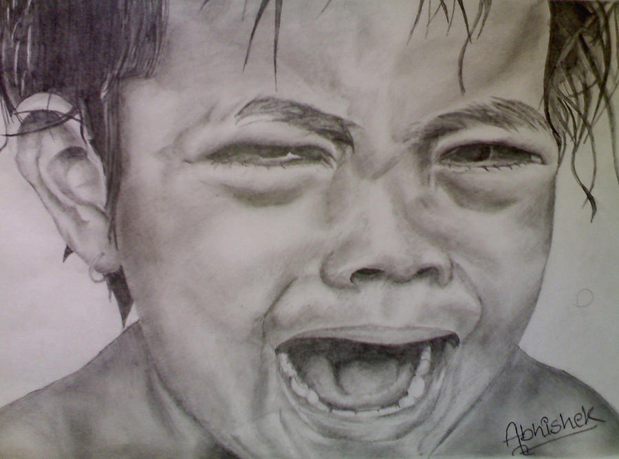 900x668 Orphan Drawing By Abhishek Chauhan - Orphan Sketch