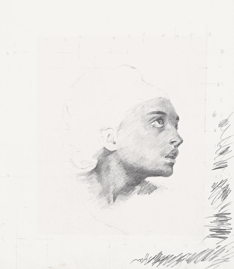 771x888 Study After Delacroix (The Orphan Girl In The Cemetery) - Orphan Sketch