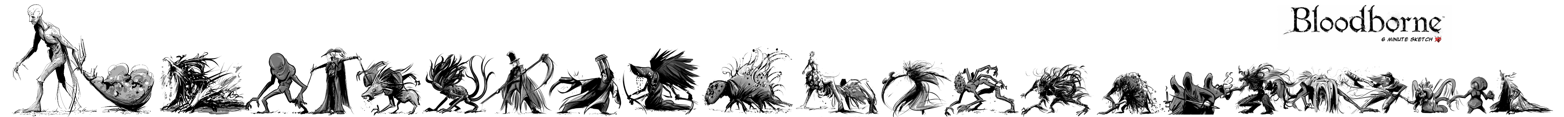6158x461 The Final 6 Minute Sketch Orphan Of Kos Bloodborne - Orphan Sketch