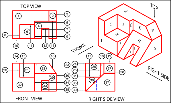 597x360 Orthographic Projection Supplemental Problems - Orthographic Sketch