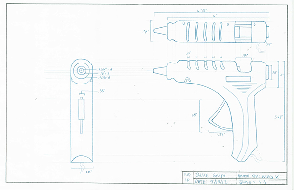 600x389 Orthographic Sketch Glue Gun On Behance - Orthographic Sketch