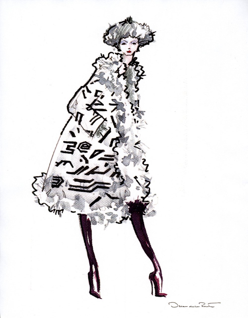999x1280 Nyfw Aw11 Oscar De La Renta Preview Sketch - Oscar Sketch
