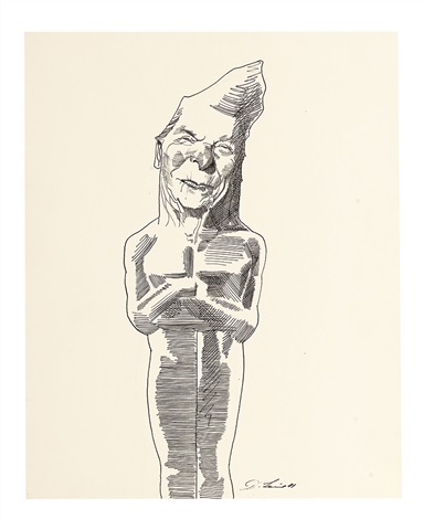 383x470 Ronald Reagan As Oscar Statue By David Levine On Artnet - Oscar Statue Sketch