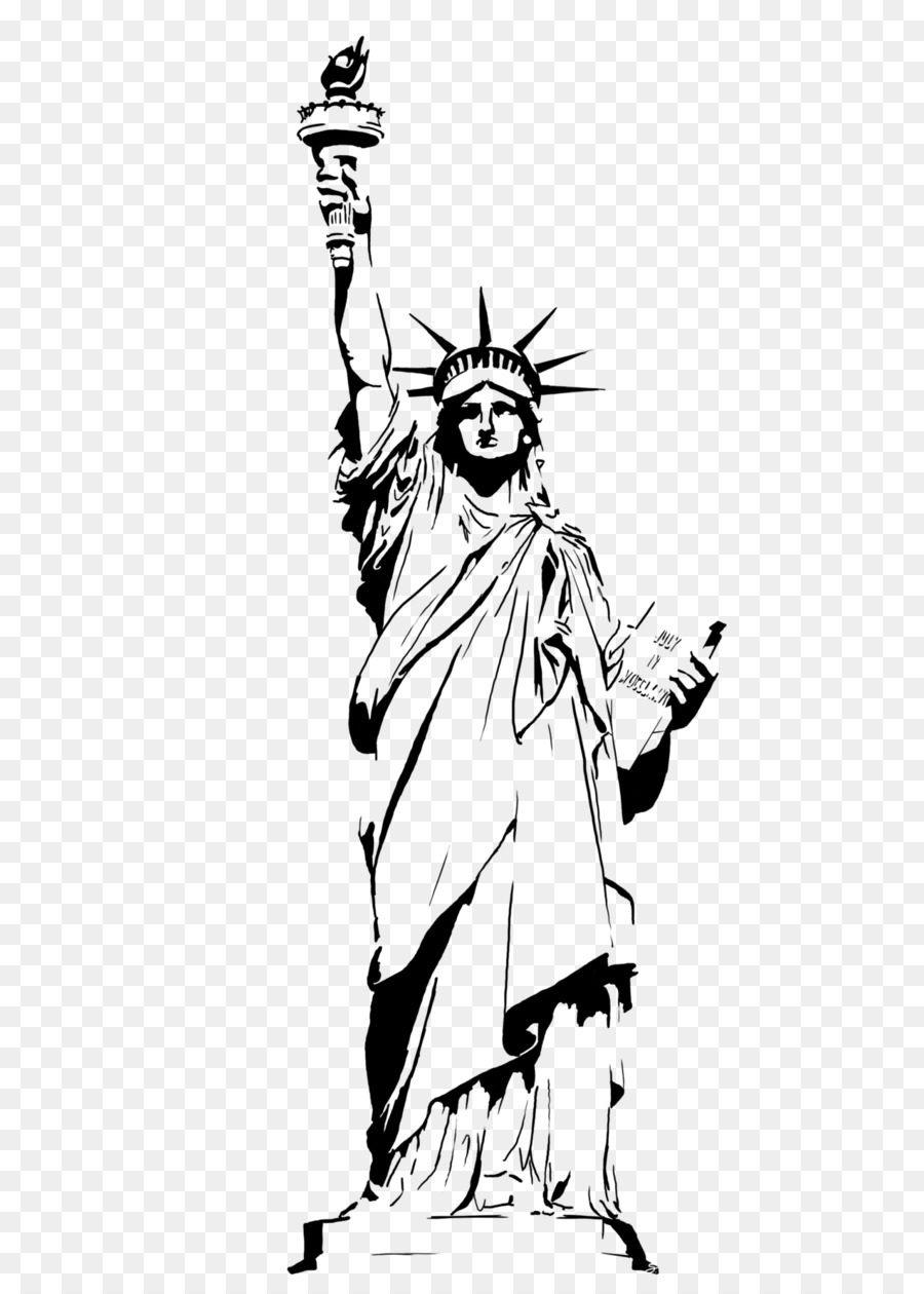 900x1260 Statue Of Liberty Drawing Clip Art - Oscar Statue Sketch