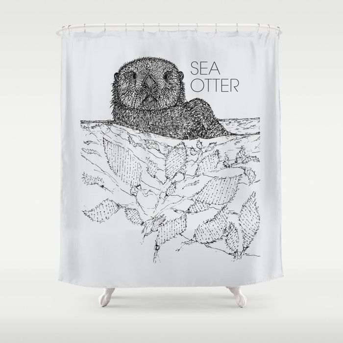 700x700 Sea Otter Sketch Shower Curtain By Hinterlund Society6 - Otter Sketch