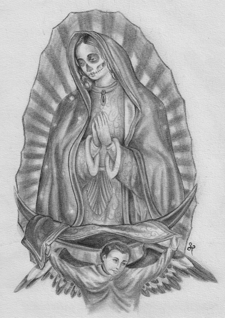 753x1062 Her Lady Of Guadalupe Death By Natetheknife - Our Lady Of Guadalupe Sketch