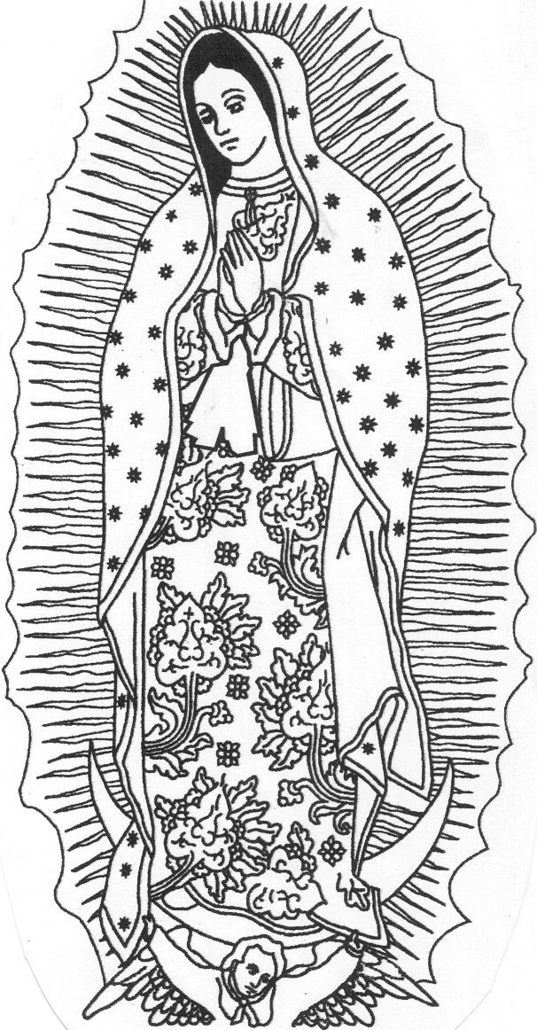 606x1162 Guadalupe Drawing - Our Lady Of Guadalupe Sketch
