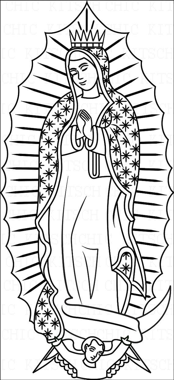 570x1240 Color Your Own Our Lady Of Guadalupe Digital Picture By Chickitsch - Our Lady Of Guadalupe Sketch