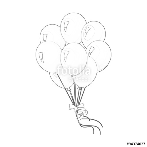 500x500 Illustration Coloring Book Series Bunch Of Balloons. Soft Line - Out Line Sketch
