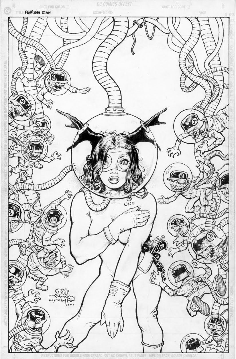 824x1250 Steve Mannion Comics Pin Up Of The Day...fearless Dawn In Outer - Outer Space Sketches