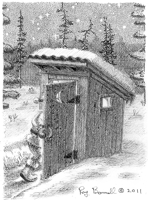 500x676 Sketches Of Alaska From Outhouse To Your House Happy Holidays! - Outhouse Sketch
