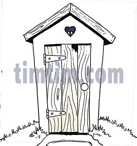450x480 Free Drawing Of Outhouse Bw From The Category Building Home Tools - Outhouse Sketch