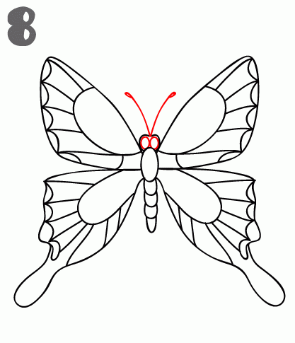 417x485 How To Draw A Butterfly - Outline Sketch Of A Butterfly
