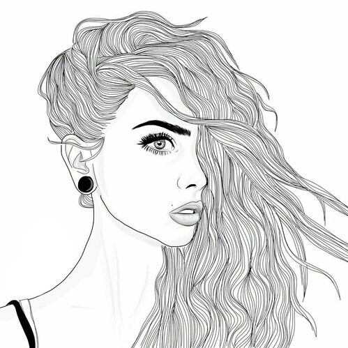 Outline Sketch Of A Girl at PaintingValley.com | Explore collection of ...