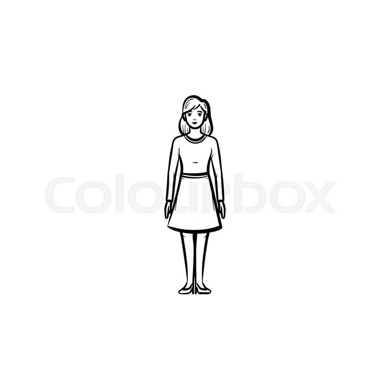 800x800 Woman Person, Human Figure Hand Drawn Outline Doodle Vector Icon - Outline Sketch Of A Person