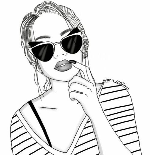 500x516 Draw, Girl, And Outline Image Planner Art Tumblr - Outline Sketch Of A Woman